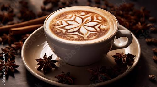 Spiced chai latte with cinnamon on top