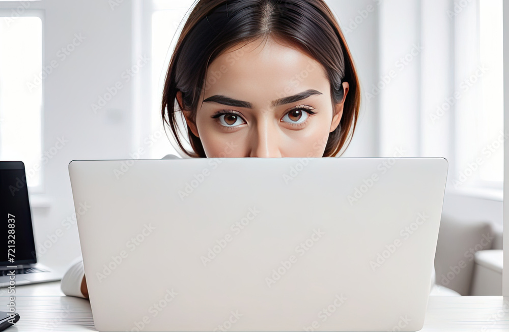 woman with notebook computer isolated on white background. woman with notebook computer isolated on white background.