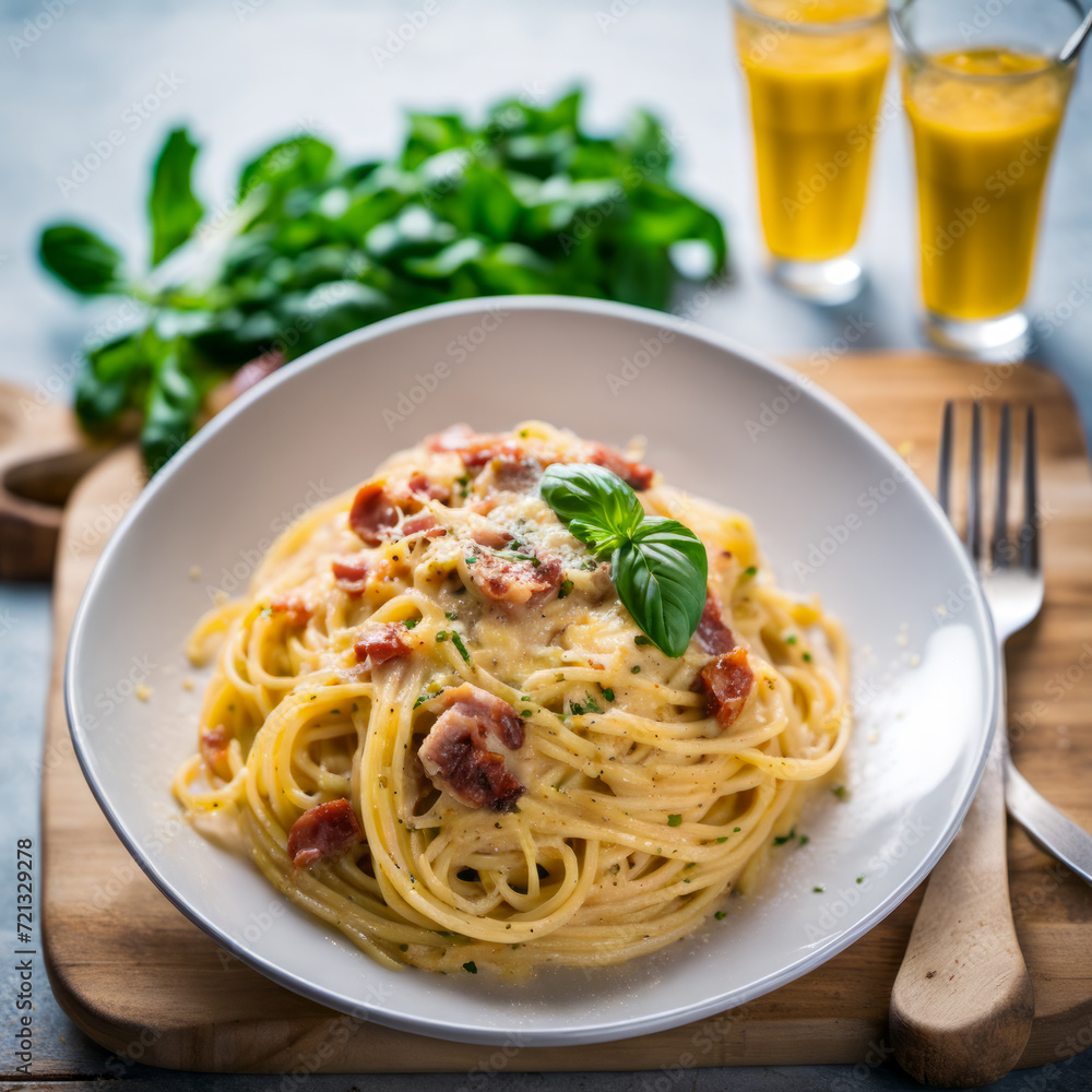 spaghetti with tomato sauce on a white plate on the table spaghetti with tomato sauce on a white plate on the table