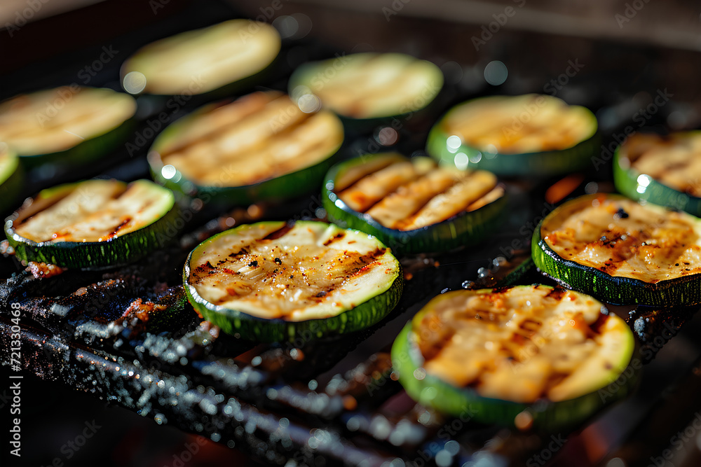 Indulge in the delectable essence of grilled zucchini slices. Indulge in the delectable essence of grilled zucchini slices.