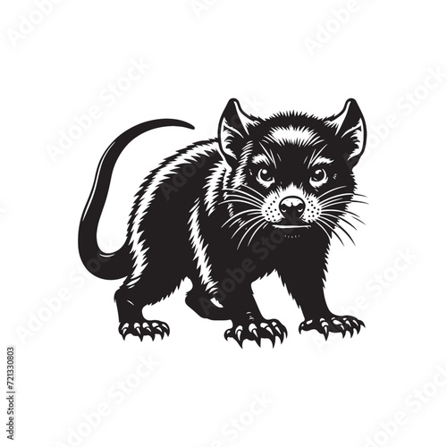 Dynamic Dances: Tasmanian Devil Silhouette Set Engaging in a Dynamic Dance of Shadows Depicting the Life Force of Wildlife - Tasmanian Devil Illustration - Tasmanian Devil Vector - Animal Silhouette
