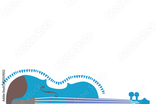 Beautiful blue violin color. Instrument orchestra string fiddle music.Clipart flat design.Isolate on white background.Vector illustration. Design element for music event,poster,banner,logo,print,deco.