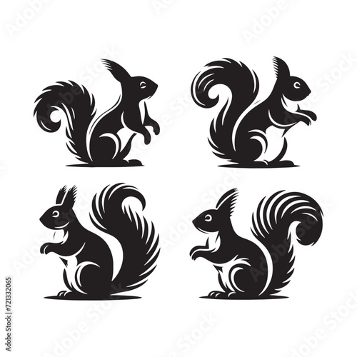 Furry Canopy Dwellers: Squirrel Silhouettes Celebrating the Arboreal Lifestyle of These Agile Creatures - Squirrel Illustration - Squirrel Vector - Animal Silhouette Vector
