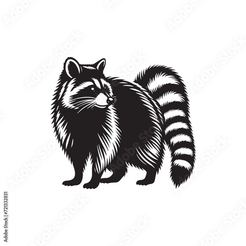 Enigmatic Raccoon Shadows: Mysterious Silhouettes Depicting the Beauty of Wildlife - Animal Silhouette Vector - Raccoon Illustration - Raccoon Vector
