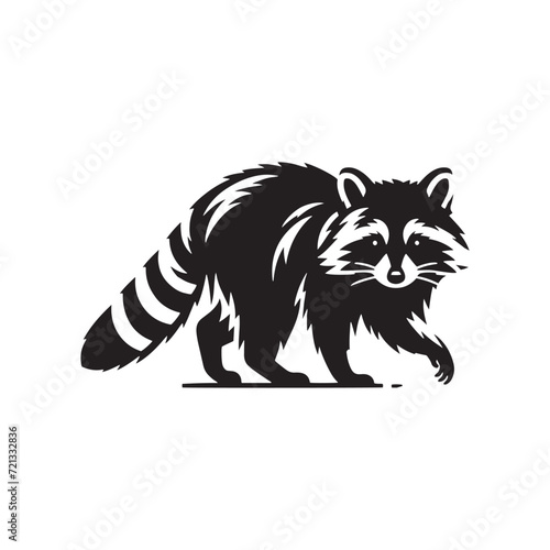 Whimsical Raccoon Silhouette Ensemble: A Charming Display of Nature's Playful Side - Raccoon Silhouette - Raccoon Illustration - Animal Silhouette Vector
