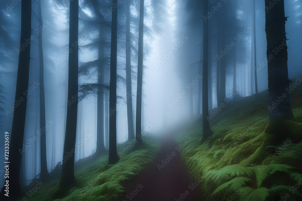 fog in the forest. 
