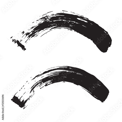 Bent Paint Brush Strokes. A set of bending ink brushes graphic resource