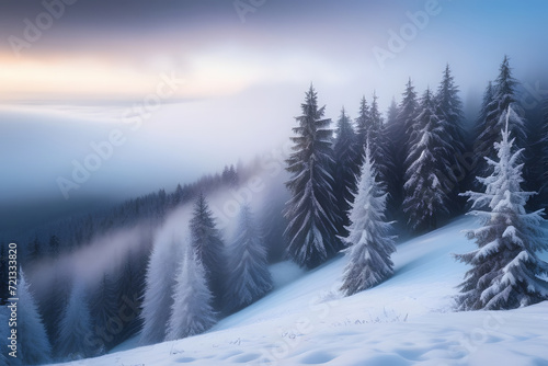 winter landscape in the mountains. 
