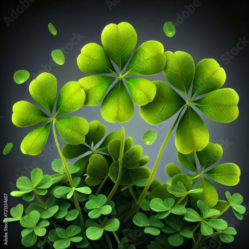 graphics A bouquet of four leaf clovers green tones