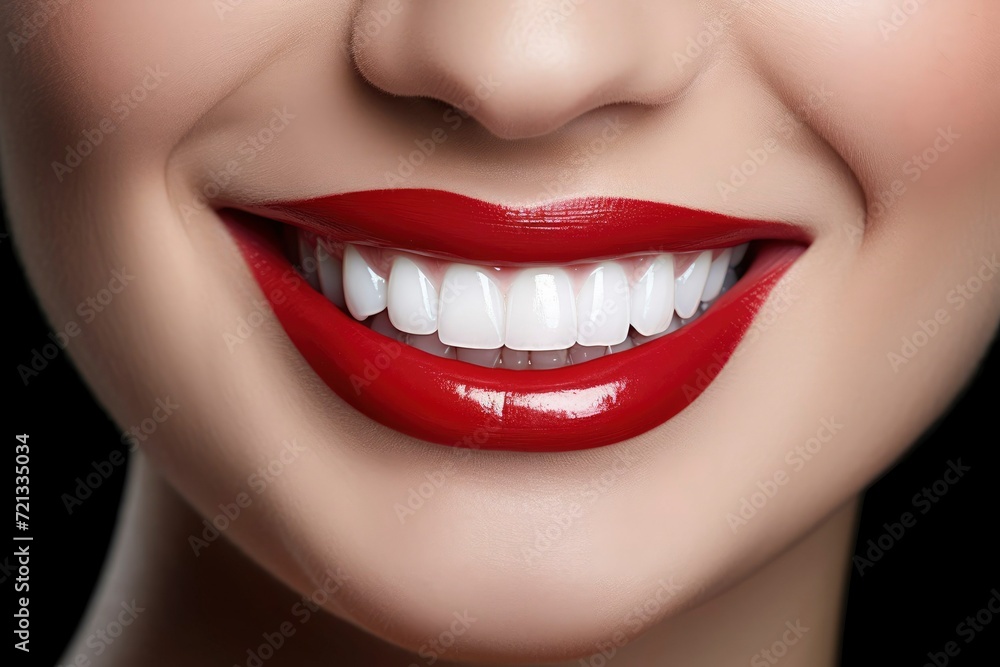 Beautiful young woman with healthy white teeth red lips on black background. Beautiful young woman with healthy white teeth red lips on black background.