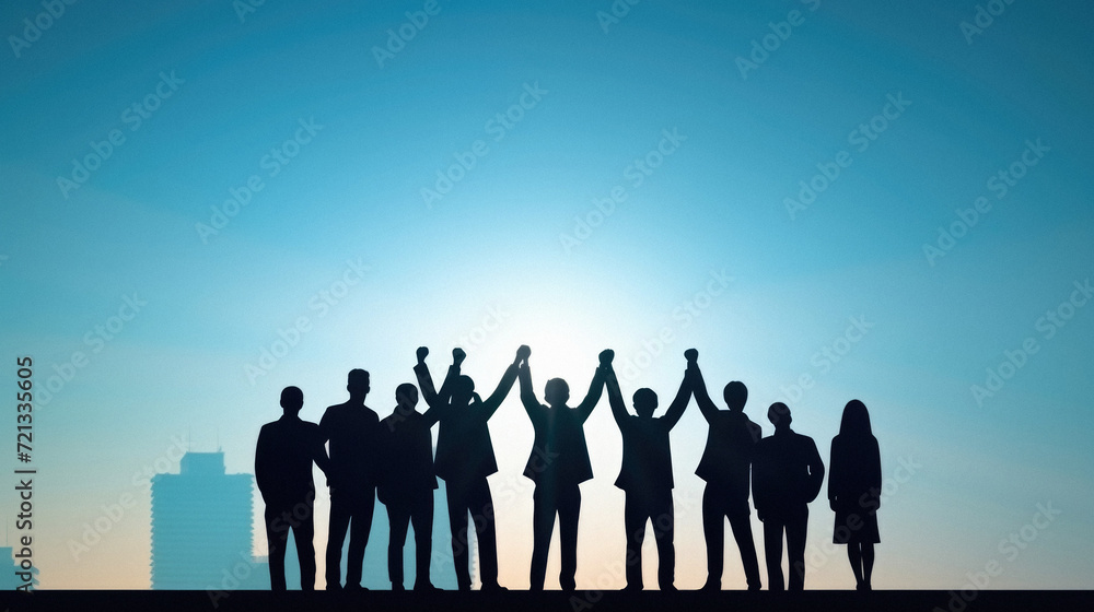 Business People Celebration Arms Raised Togetherness Teamwork Support Success Concept