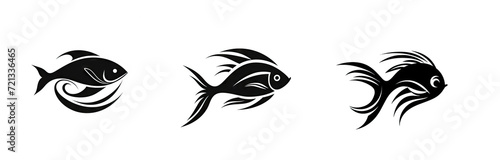 Fish Icon, Sea Animal Symbol, Minimal Fish Silhouette photo