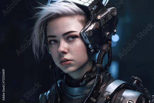 Futuristic female like cyber-robot