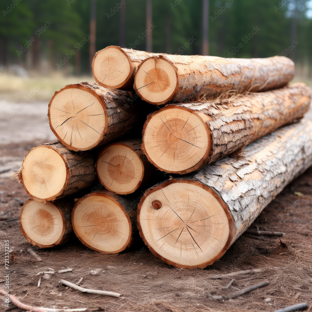 Log trunks pile, the logging timber forest wood industry Log trunks pile, the logging timber forest wood industry