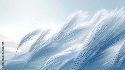 Feather grass pirouettes in fluid elegance on a mountain slope, casting calming shadows in the serene alpine landscape.
