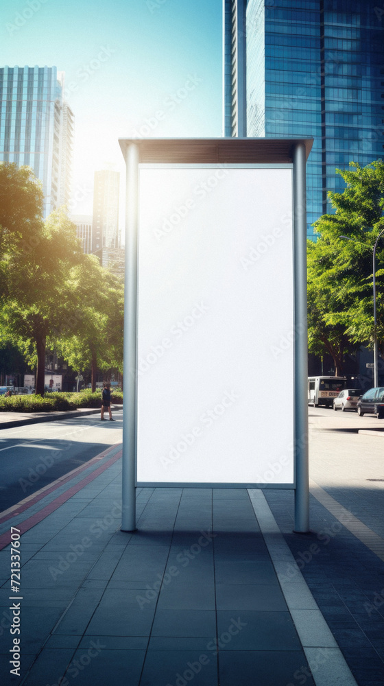 Blank white billboard on the street. mock up Blank white billboard on the street. mock up