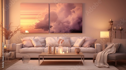 lounge with a soothing sunset theme