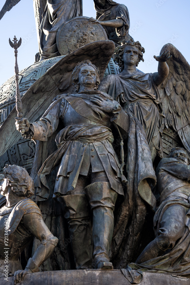 Monument Millennium of Russia, erected in 1862 on territory of the Kremlin of Veliky Novgorod