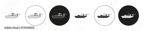army boat flat editable icon mark set. army boat illustration vector with thin stroke