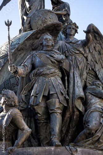 Monument Millennium of Russia, erected in 1862 on territory of the Kremlin of Veliky Novgorod