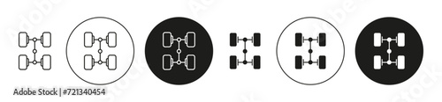 car axle flat editable icon mark set. car axle illustration vector with thin stroke