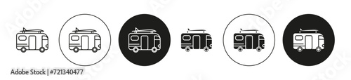Surfing Bus flat editable icon mark set. Surfing Bus illustration vector with thin stroke