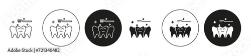 Tooth cleaning flat editable icon mark set. Tooth cleaning illustration vector with thin stroke