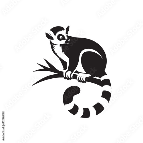 Whimsical Lemur Figures: Charming Lemur Silhouette Set Evoking Playfulness and Wildlife Elegance - Lemur Illustration - Lemur Vector
