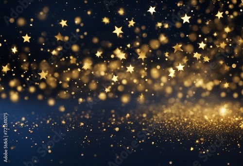 Abstract background with Dark blue and gold particle New year Christmas background with gold stars a © ArtisticLens