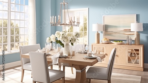 dining room with azure skies accents
