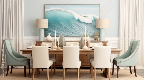 dining room with ocean wave accents