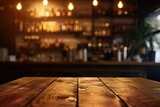Vintage ambiance in cozy pub wooden table set blurred lights. Elegant bar scene glasses clink and laughter fills night. Heart of city quaint cafe haven for food drink and life celebrations
