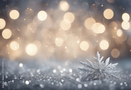 Bokeh winter background Glitter vintage lights background silver and white