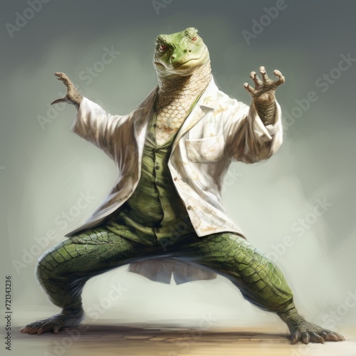 Crocodyle in the Kun fu pose