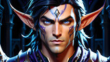 Radiant Beauty Beneath the Moonlight: The Sophisticated Guardian of Shadows, a Magical Journey with the Handsome Male Night Elf.(Generative AI)
