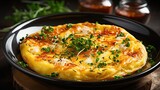 Delicious dish prepared using chicken eggs, such as an omelette or scrambled eggs, Generative AI