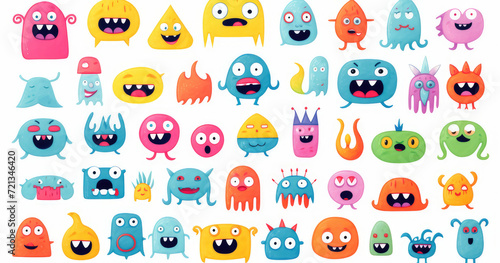 vibrant cartoon monster collection