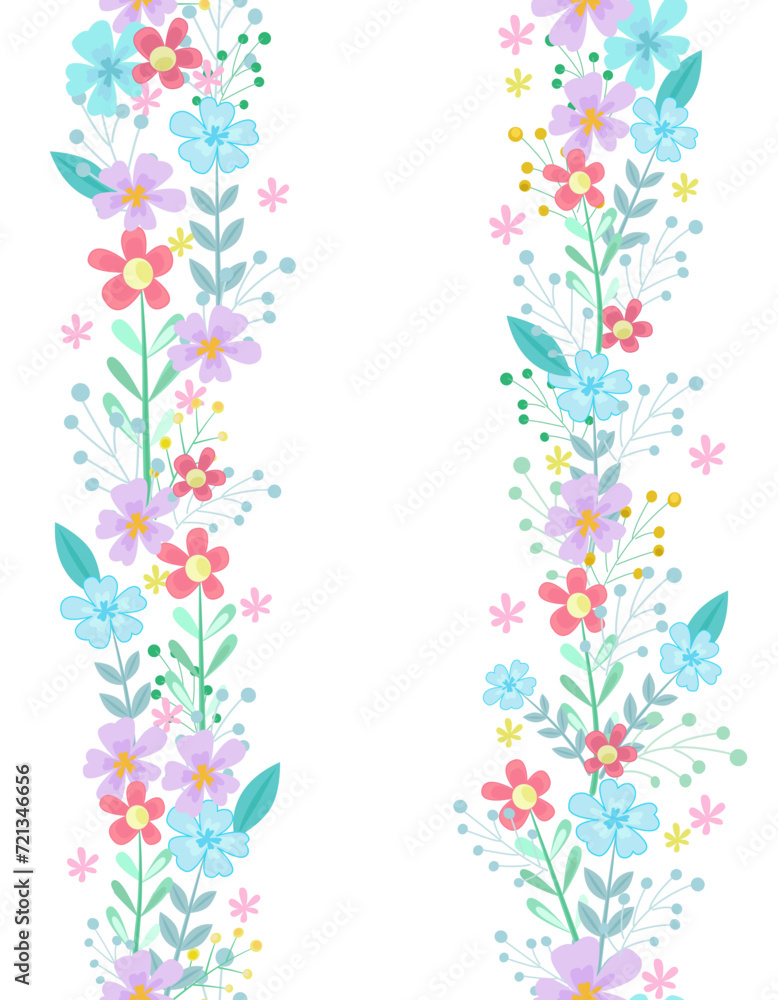 collection of seamless vertical floral borders with tiny plants collection of seamless vertical floral borders with tiny plants