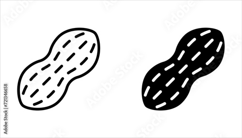 Peanut icon set. Outline of peanut vector icon for web design on white background
