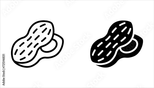 Peanut icon set. Outline of peanut vector icon for web design on white background