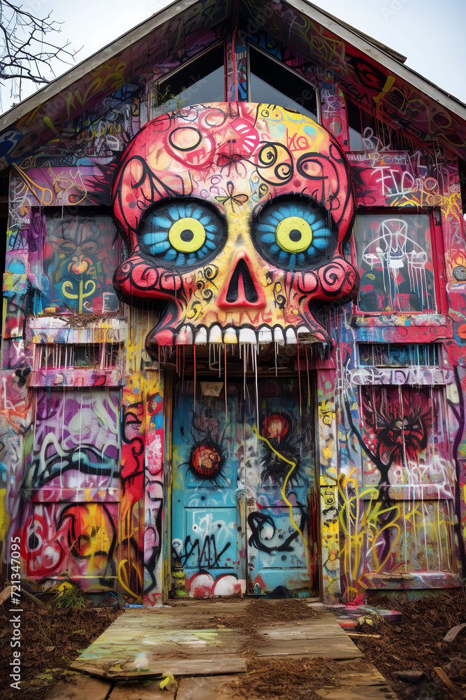 Fototapeta premium Colorful Vandalism: Embracing the Captivating Messages of Graffiti Art