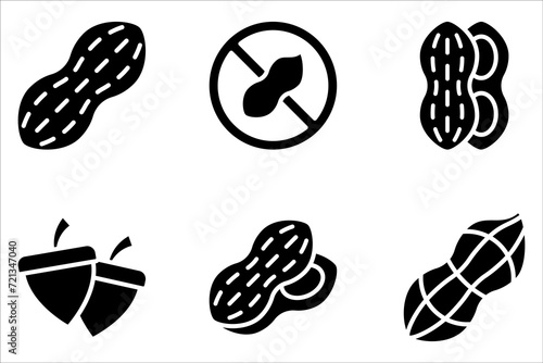 Peanut icon set. Outline of peanut vector icon for web design on white background