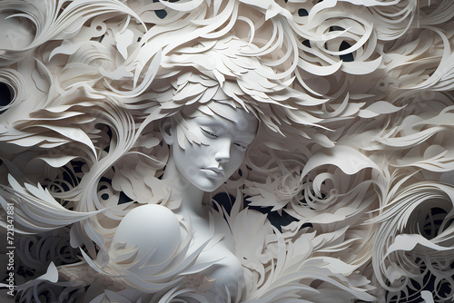Contemporary Art Piece with Layered Paper for a 3D Effect