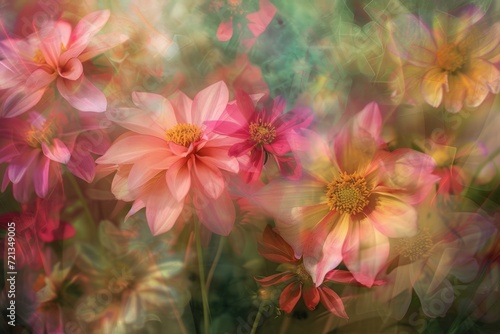 Floral Scene , ICM style Impressionist Dream of Blooms - Intentional Camera Movement Photography photo