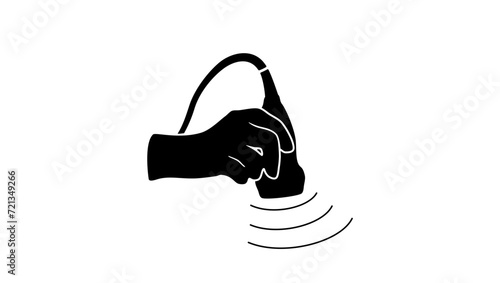 hand with medical ultrasound, black isolated silhouette