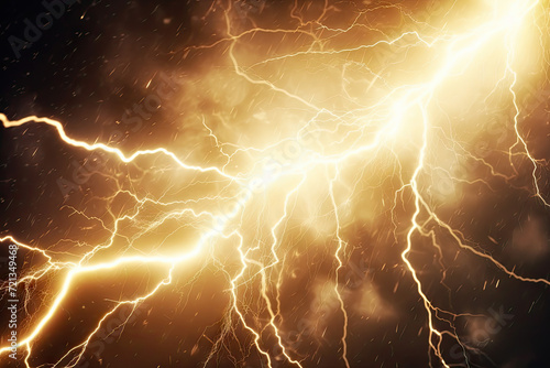 Lightning strike on a dark sky background. 3D illustration.