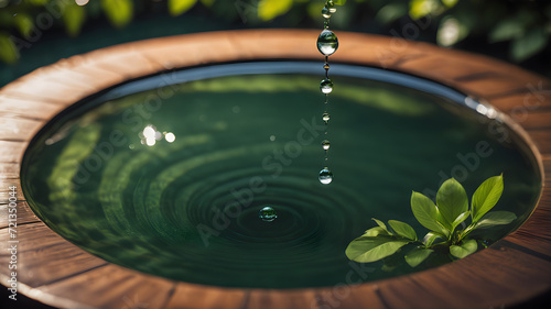 Park Fountain with Water Lily  Capturing the Serenity of Flowing Water  Ripples  and Nature s Pure Beauty in Blue