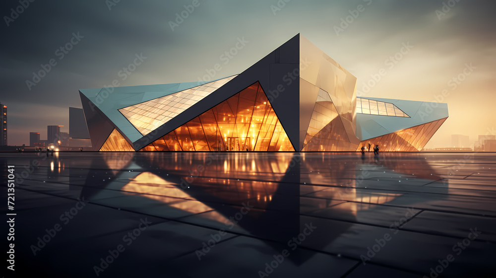Fototapeta premium Modern abstract style cube shape building exterior
