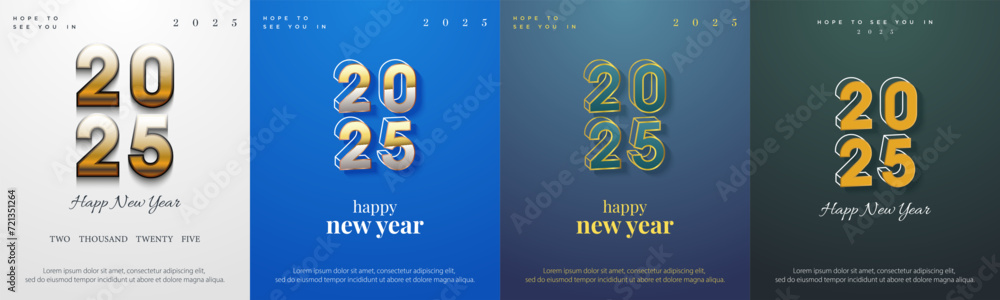 modern vector collection of new year 2025 with luxury gold. Premium vector background, for posters, calendars, greetings and New Year 2025 celebrations.