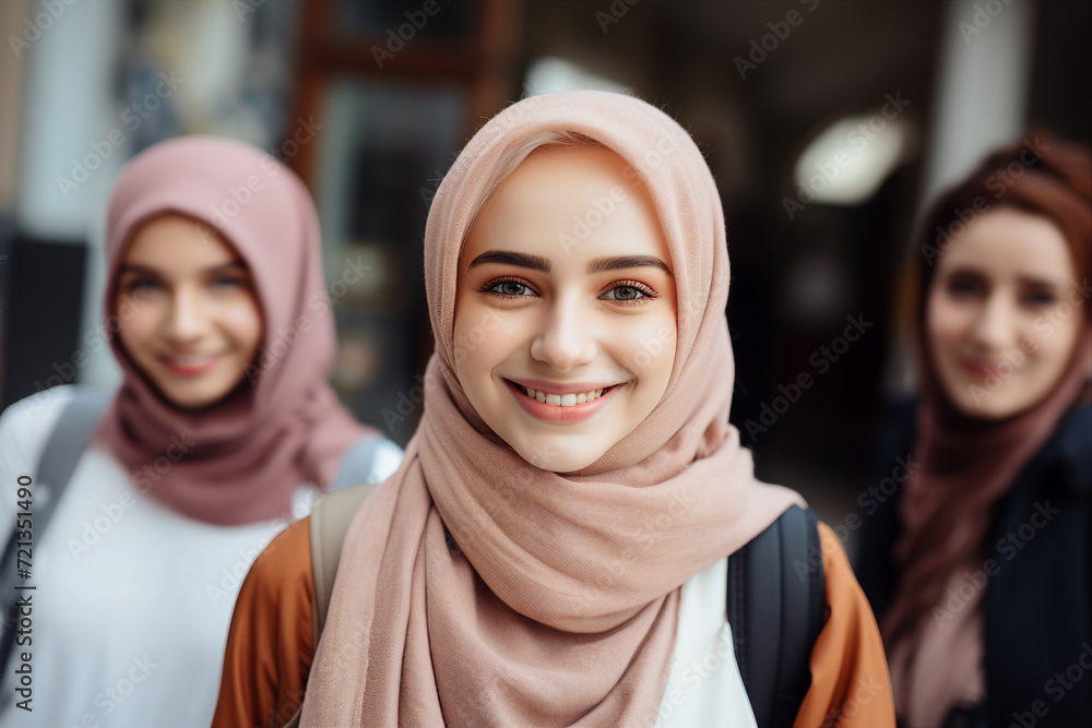 Generative AI technology conceptual picture Young confident arabian asian muslim woman in abaya hijab Generative AI technology conceptual picture Young confident arabian asian muslim woman in abaya hijab